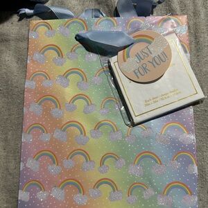 Pastel Rainbow Gift Bag with Glitter Clouds